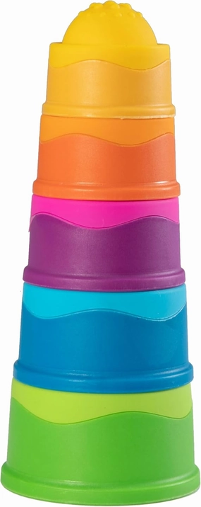 Fat Brain Toys Dimpl Stack Popping Stack & Nest Baby Toy, Sensory Toys for Babies 6 Months , Fidget Toys for Toddlers