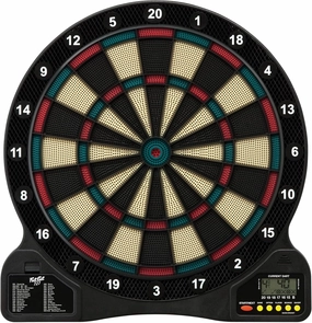 Fat Cat by GLD Products 727 Electronic Dartboard Value Size Over 15 Games and 132 Options Auto-Scoring Compact Display with Missed-Dart Throw Catch Ring Soft Tip Darts and Extra Points Battery Operated, multicolored, one size