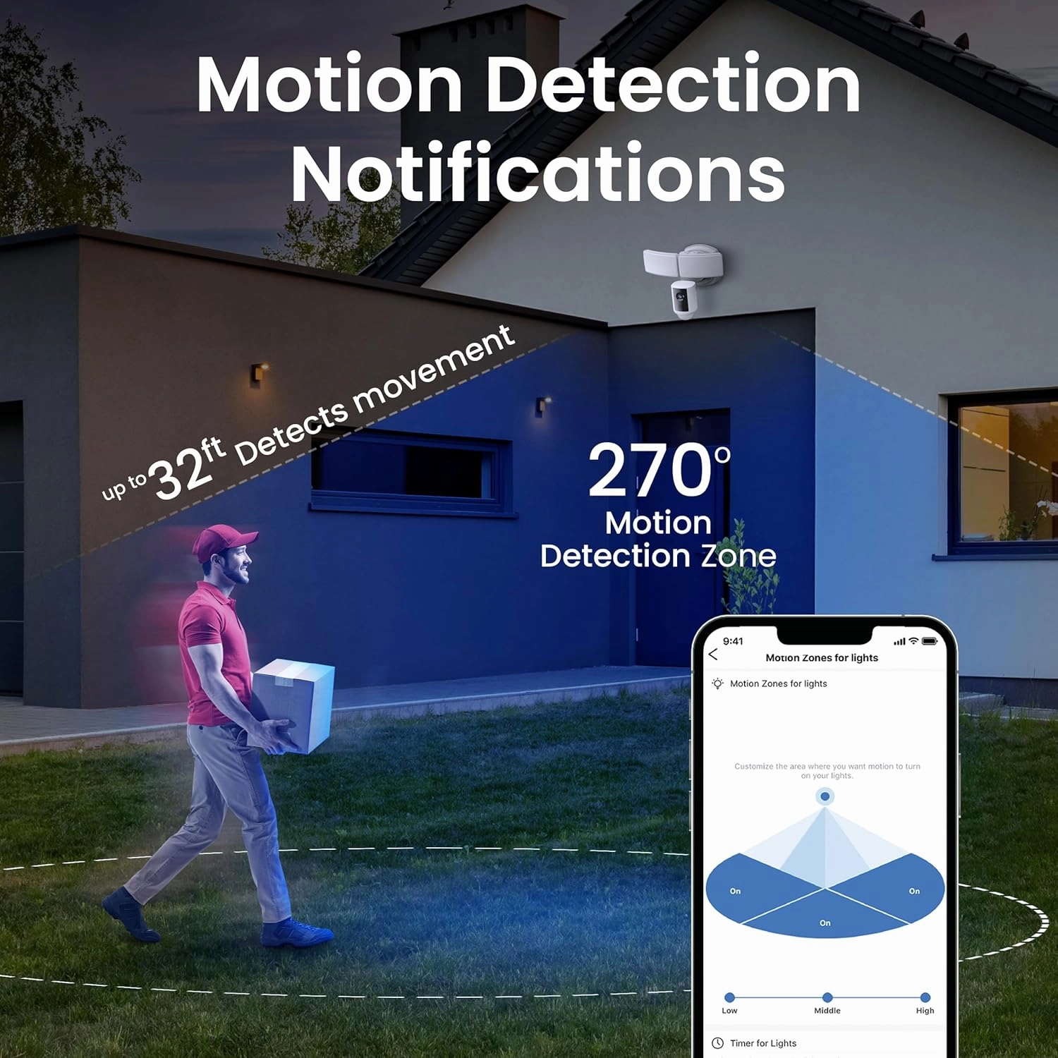Feit Electric SEC5000/CAM/WIFI Outdoor LED Smart Security Camera with Motion Sensor, 2-Way Audio, 5000 Lumens Floodlight, Works with Alexa and Google Asst, Alarm, Hardwired, Updated Version of SEC3000
