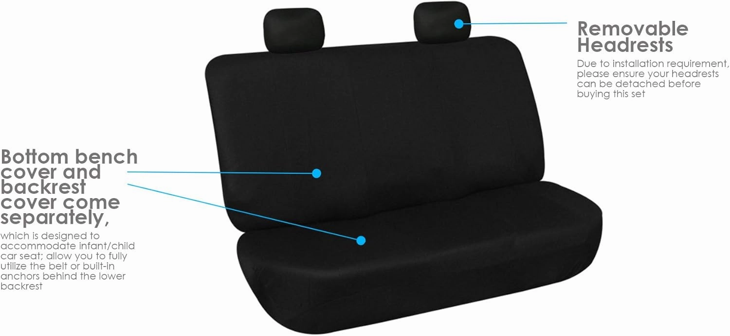 FH Group FB102114 Classic Cloth Seat Covers (Black) Full Set with Gift – Universal Fit for Cars Trucks & SUVs
