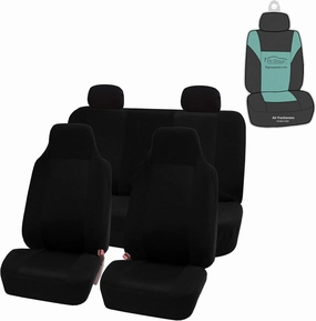 FH Group FB102114 Classic Cloth Seat Covers (Black) Full Set with Gift – Universal Fit for Cars Trucks & SUVs