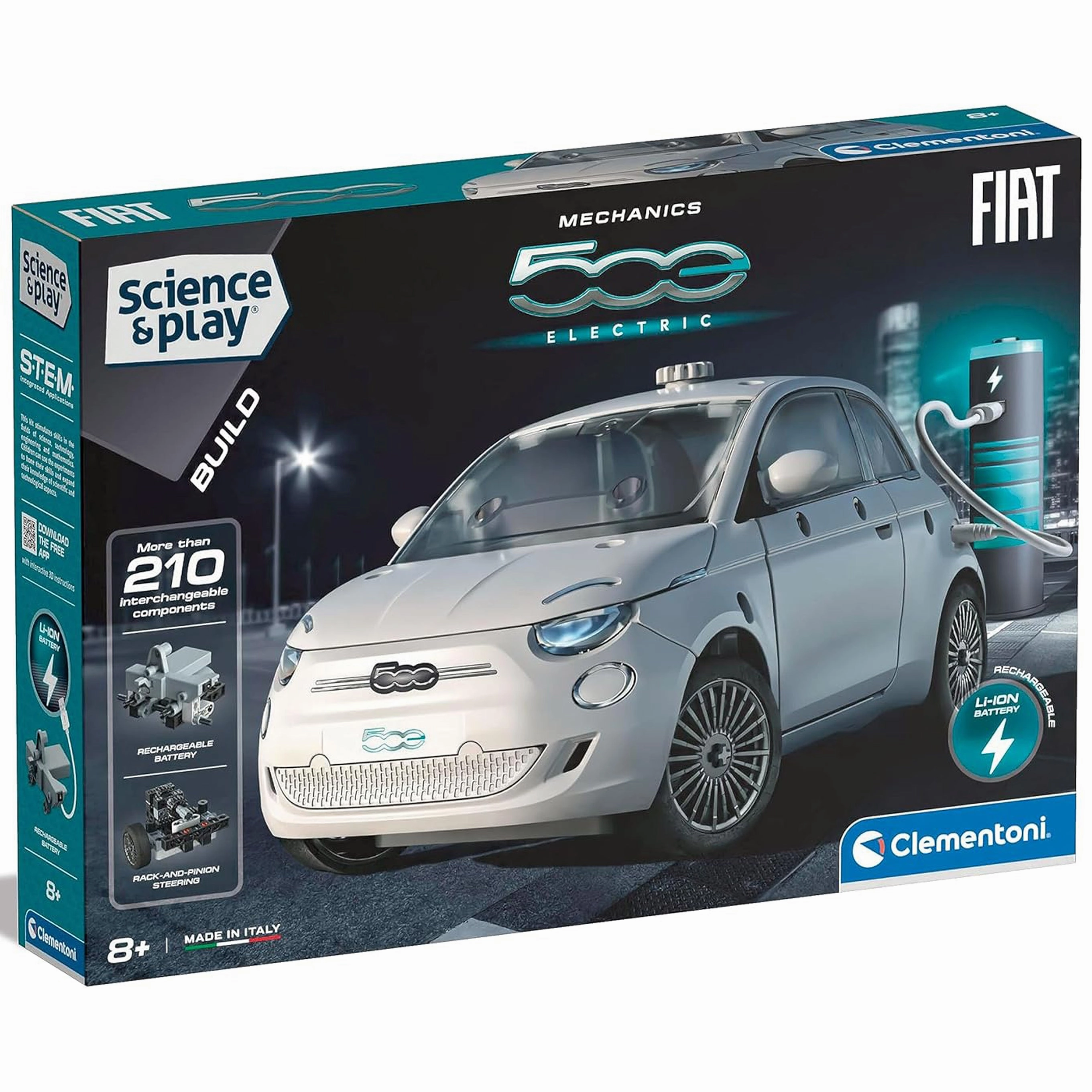 Fiat 500 Electric Car: Building Set, With Rechargeable Battery, 8 