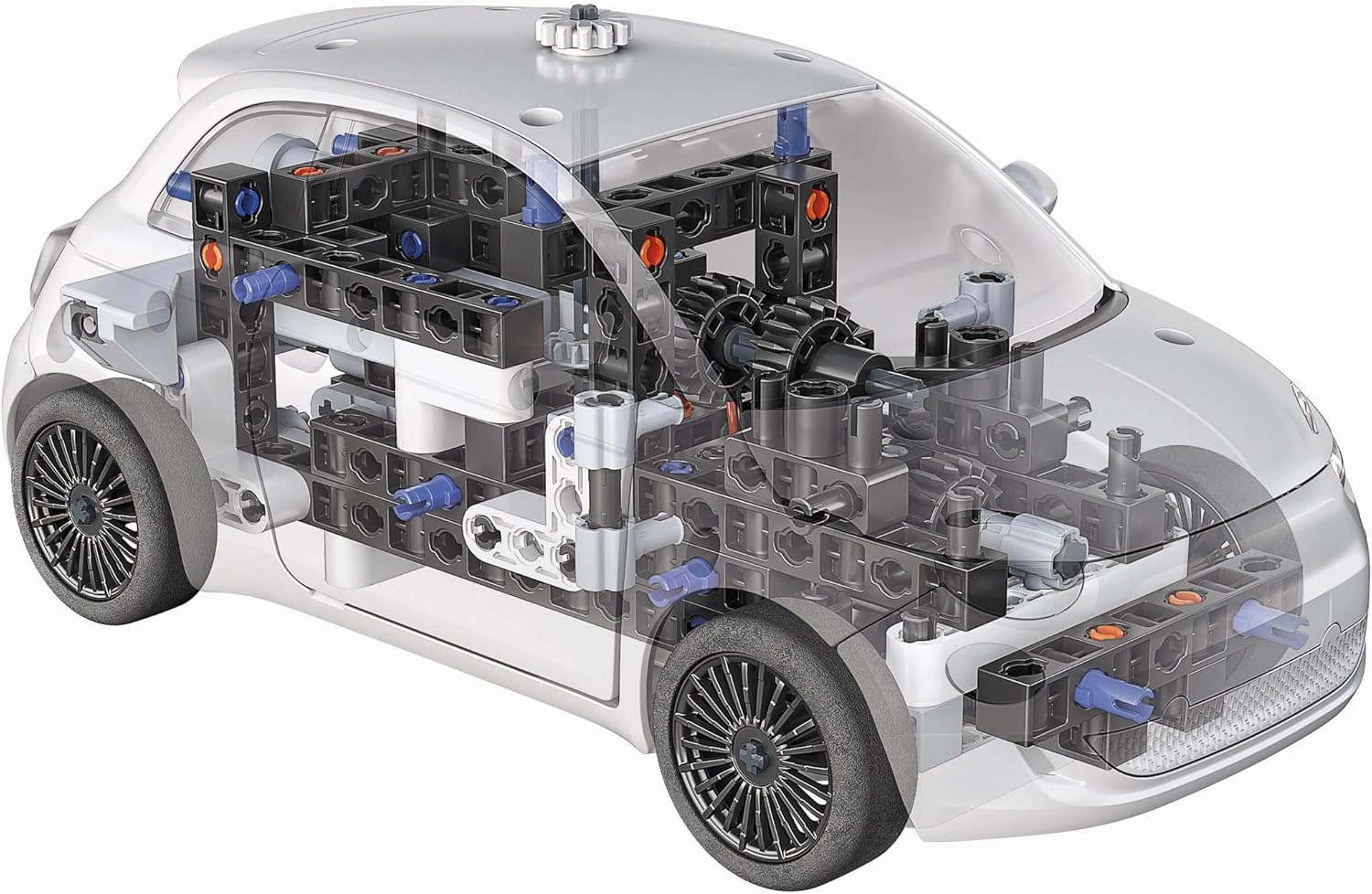 Fiat 500 Electric Car: Building Set, With Rechargeable Battery, 8 