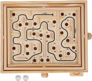 FILFEEL Wood Labyrinth Table Maze/Balance Board Table Maze Game for Kids and Adults - Large - Great Gift