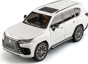 Finished Scale Model 1:24 for Lexus LX600 SUV Alloy Die-cast Car Model Simulation Miniature Vehicle Model Decoration Ornaments Presents(White)