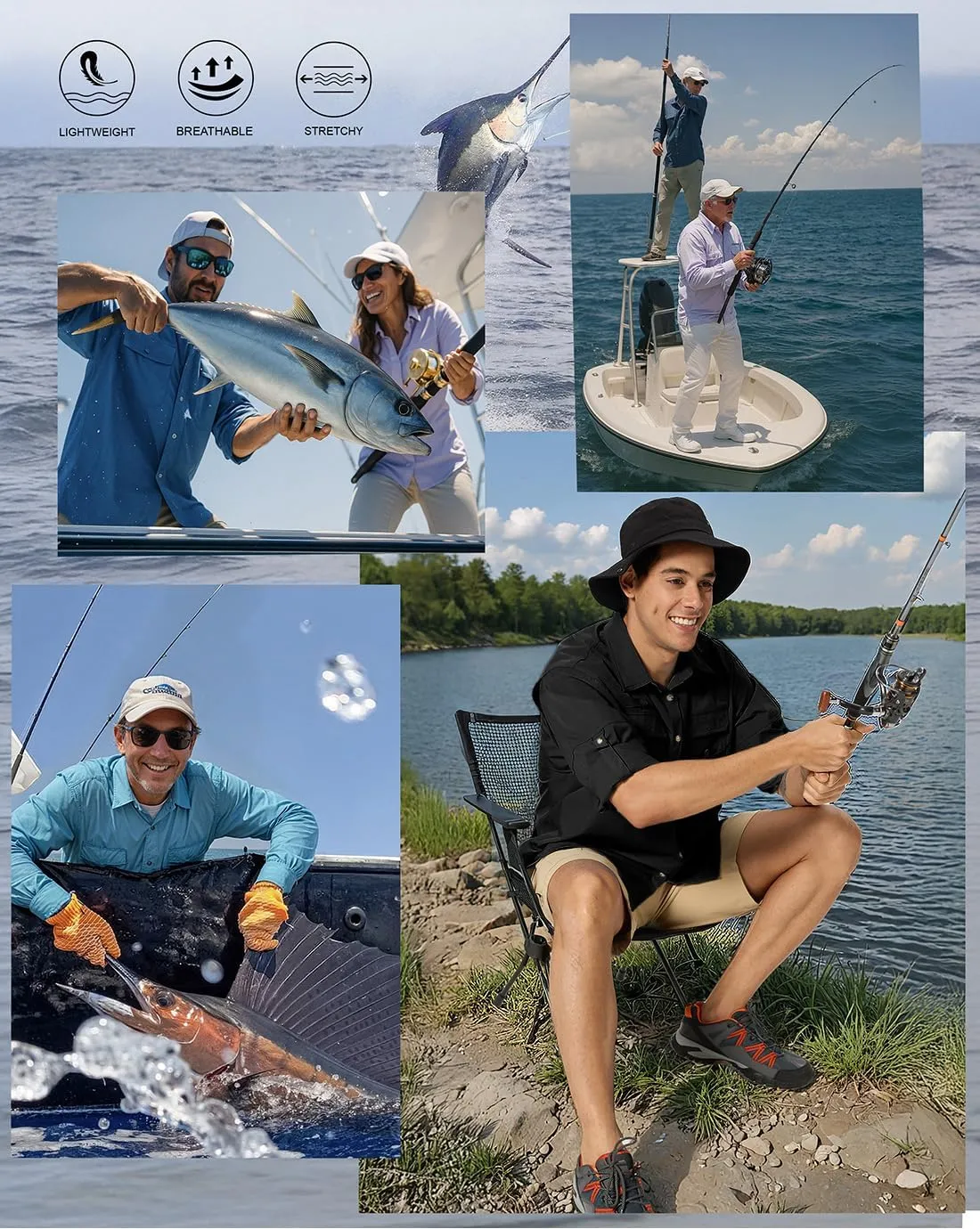 Fishing Shirts for Men Long Sleeve Sun Protection Outdoor Safari Shirt Men Clothes, Quick Dry Mens Fishing Shirts