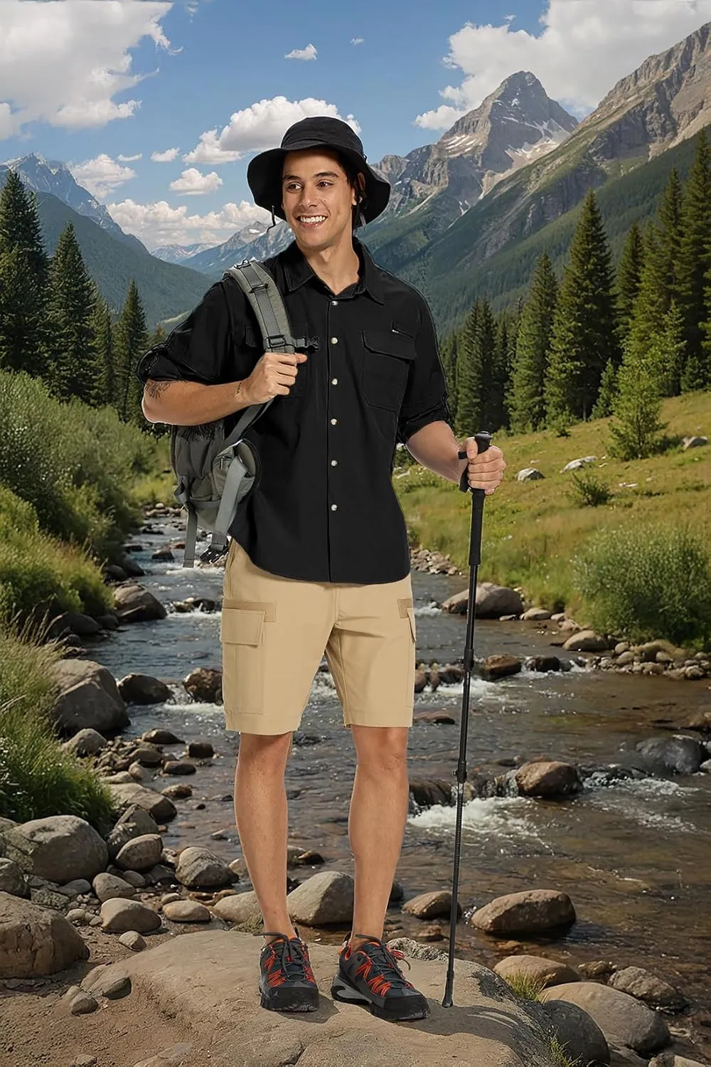 Fishing Shirts for Men Long Sleeve Sun Protection Outdoor Safari Shirt Men Clothes, Quick Dry Mens Fishing Shirts