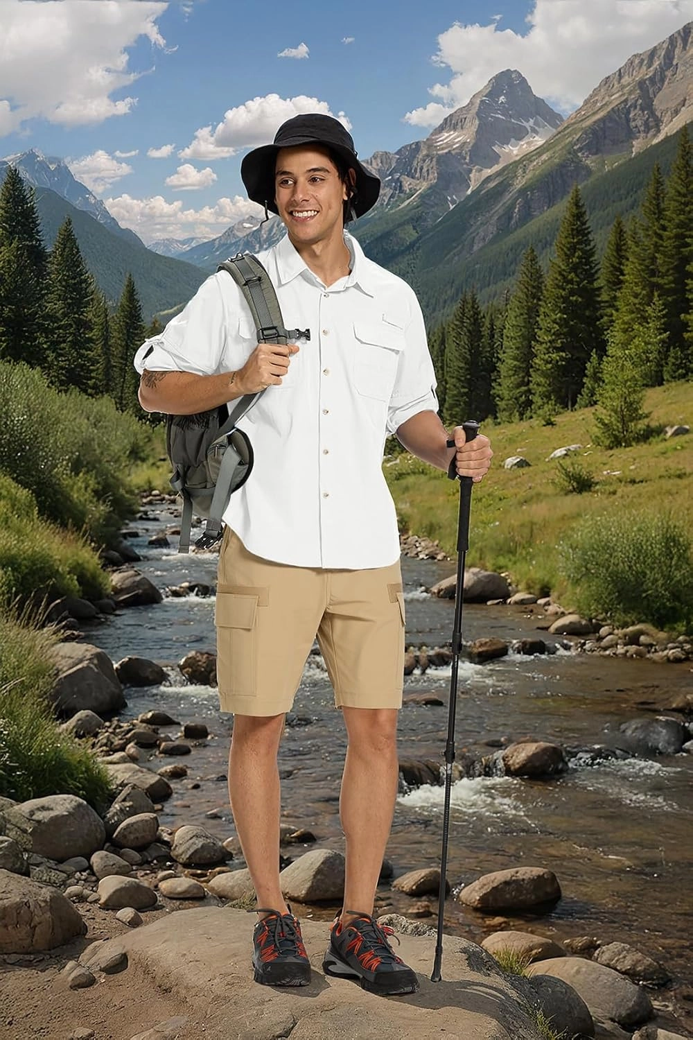 Fishing Shirts for Men Long Sleeve Sun Protection Outdoor Safari Shirt Men Clothes, Quick Dry Mens Fishing Shirts