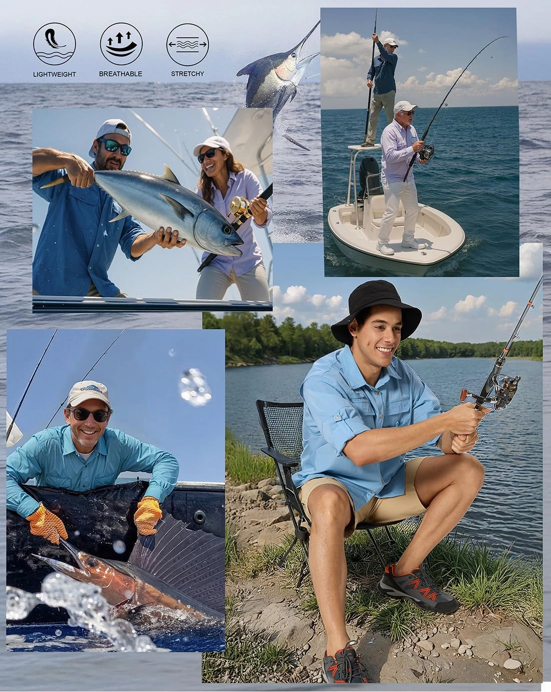 Fishing Shirts for Men Long Sleeve Sun Protection Outdoor Safari Shirt Men Clothes, Quick Dry Mens Fishing Shirts