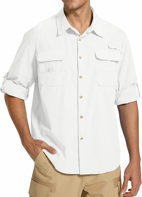 Fishing Shirts for Men Long Sleeve Sun Protection Outdoor Safari Shirt Men Clothes, Quick Dry Mens Fishing Shirts