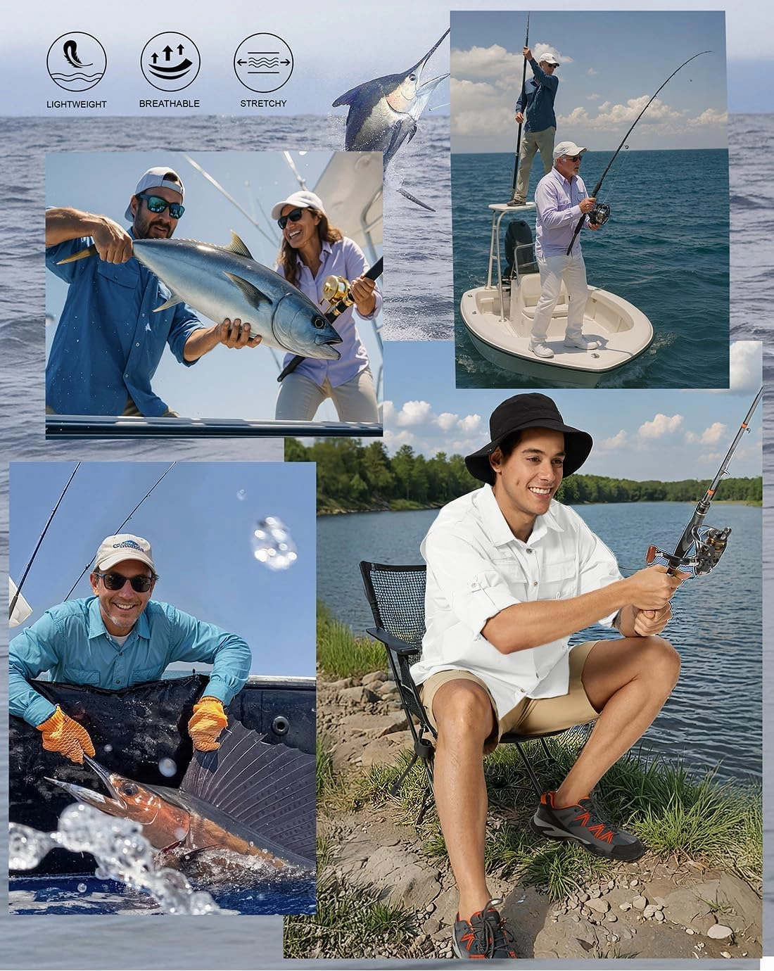 Fishing Shirts for Men Long Sleeve Sun Protection Outdoor Safari Shirt Men Clothes, Quick Dry Mens Fishing Shirts