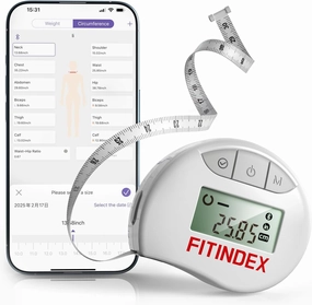 FITINDEX Body Measuring Tape, Accurate Bluetooth Measuring Tape for Body Measurements, Smart Body Tape Measure Retractable with 12 Body Parts Measure for Weight Loss Fitness Muscle Gain, Sync with APP