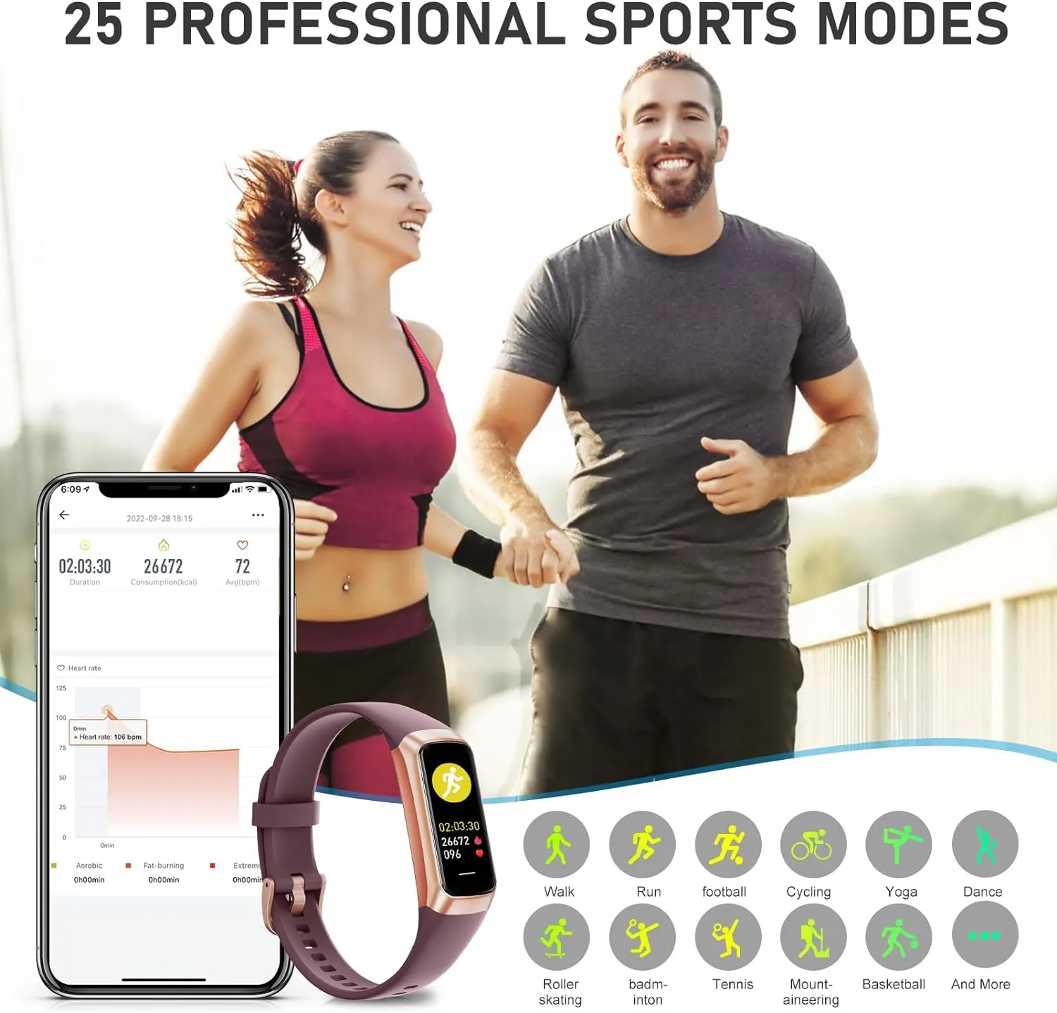 Fitness Tracker with Heart Rate, Blood Pressure, Sleep Tracking, Calorie Tracking, Activity Tracker with 1.1" AMOLED Color Screen, Waterproof Step Tracker for Android iPhones Women Men