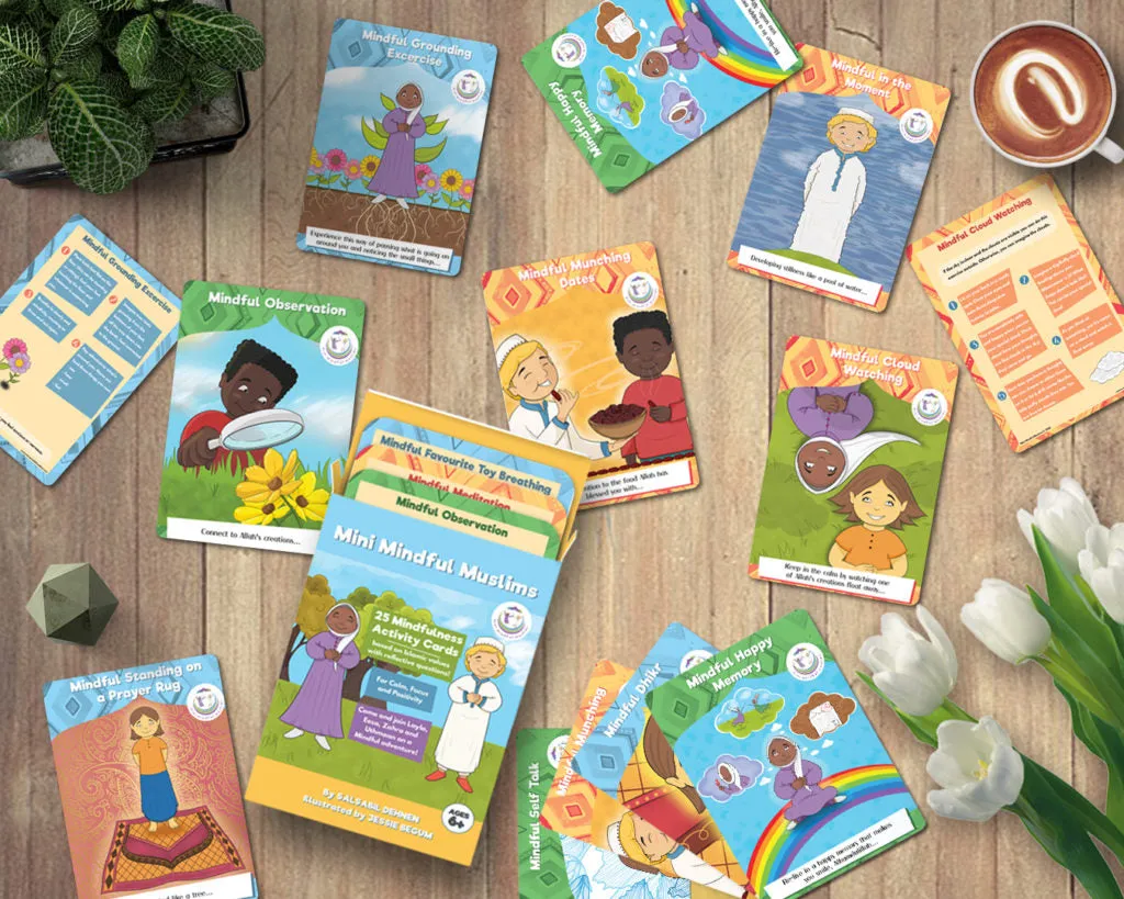Flashcards 25 Pack Islamic Mindfulness Activities for Children/Kids – Calm, Positivity, Focus