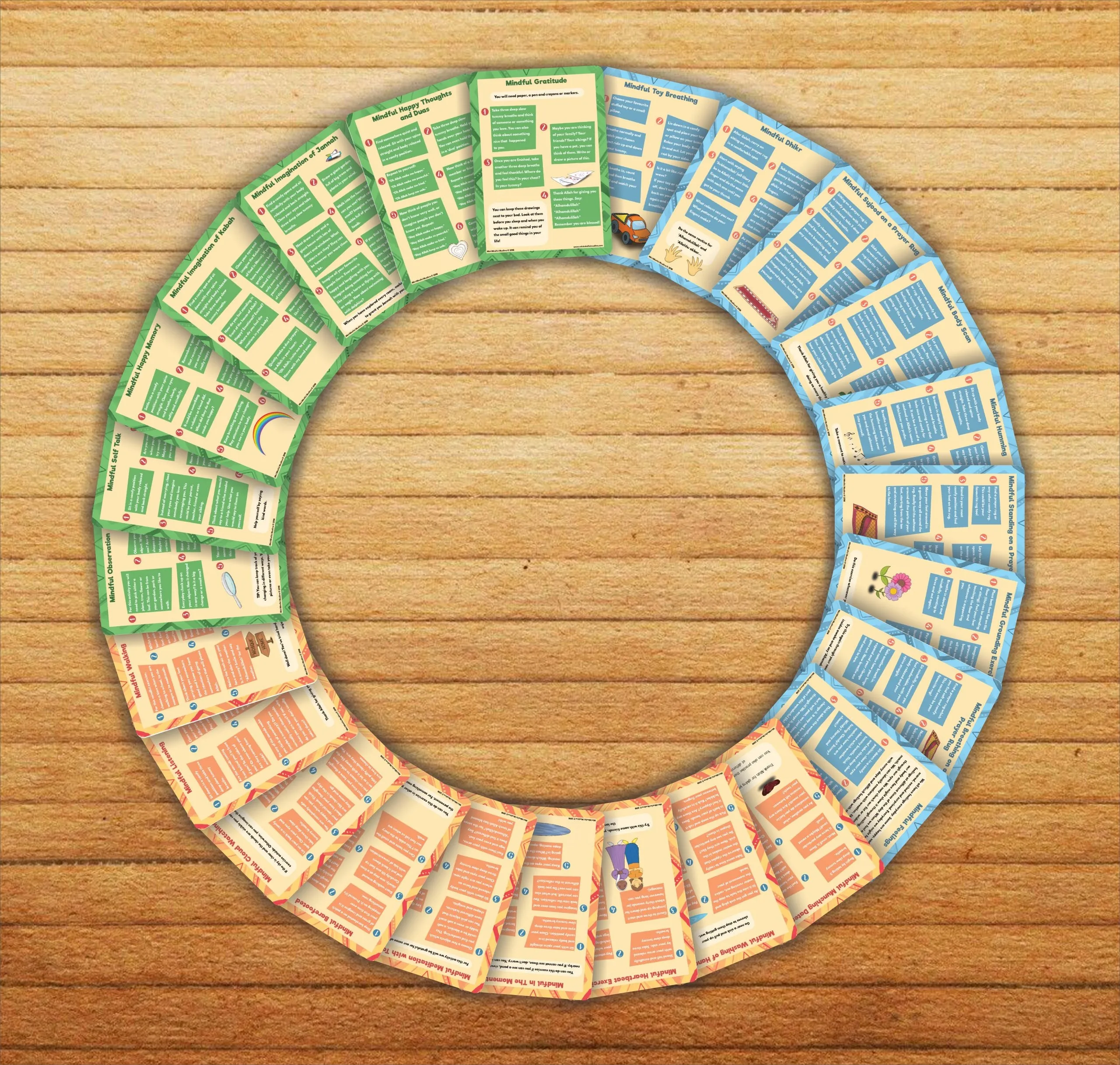 Flashcards 25 Pack Islamic Mindfulness Activities for Children/Kids – Calm, Positivity, Focus