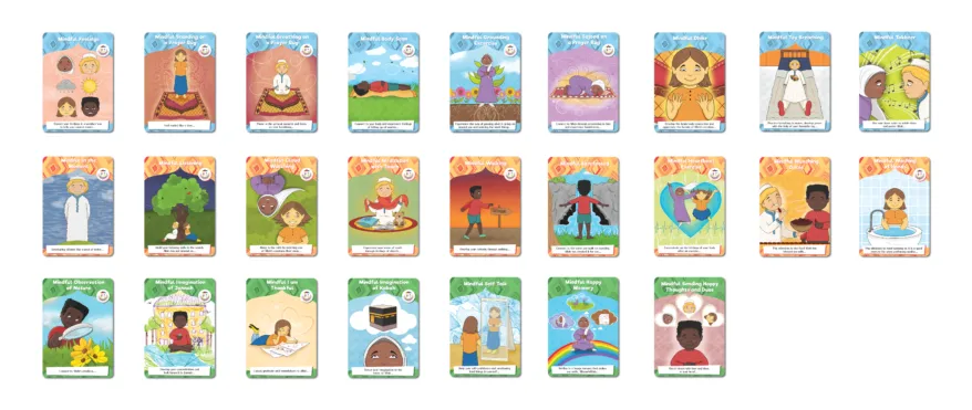 Flashcards 25 Pack Islamic Mindfulness Activities for Children/Kids – Calm, Positivity, Focus