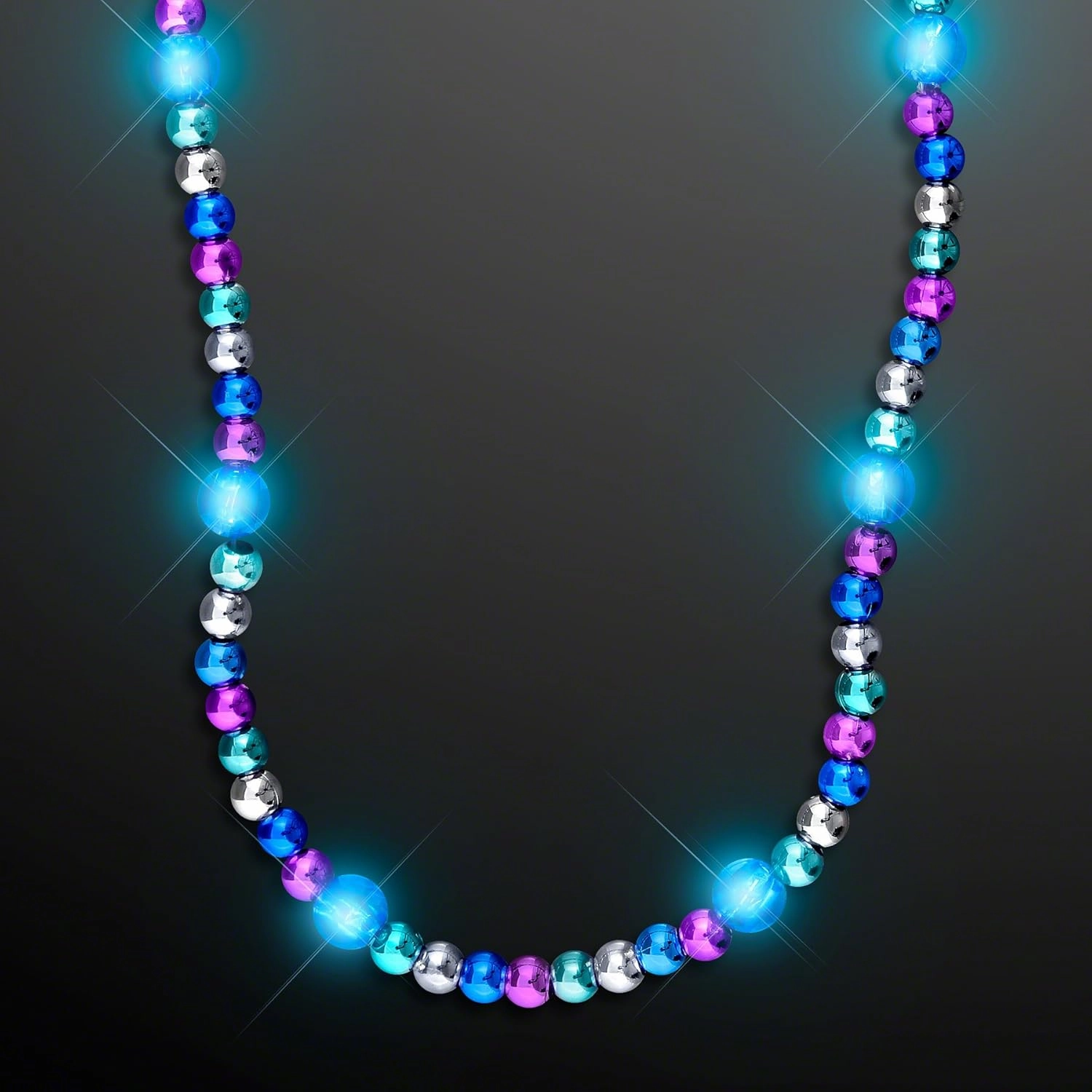 FlashingBlinkyLights Turquoise Light Up LED Bead Necklace (Set of 12)