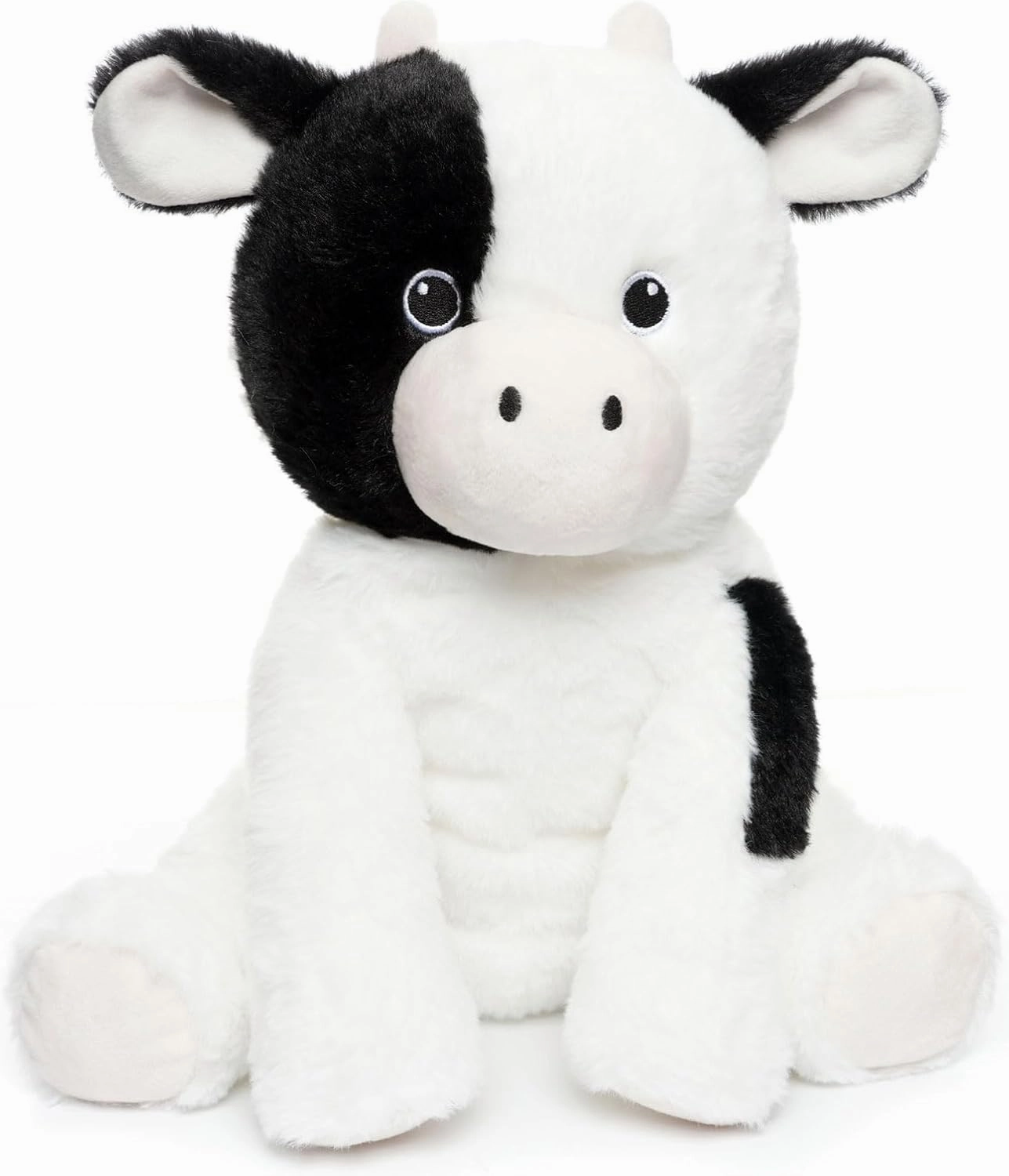 Floppy Dairy Cattle Cow Plush Toy - 15.7 Inch Soft & Cuddly Stuffed Animal Cow with Embroidered Eyes, Perfect for Kids, Babies, Toddlers - Farm Animal Gift