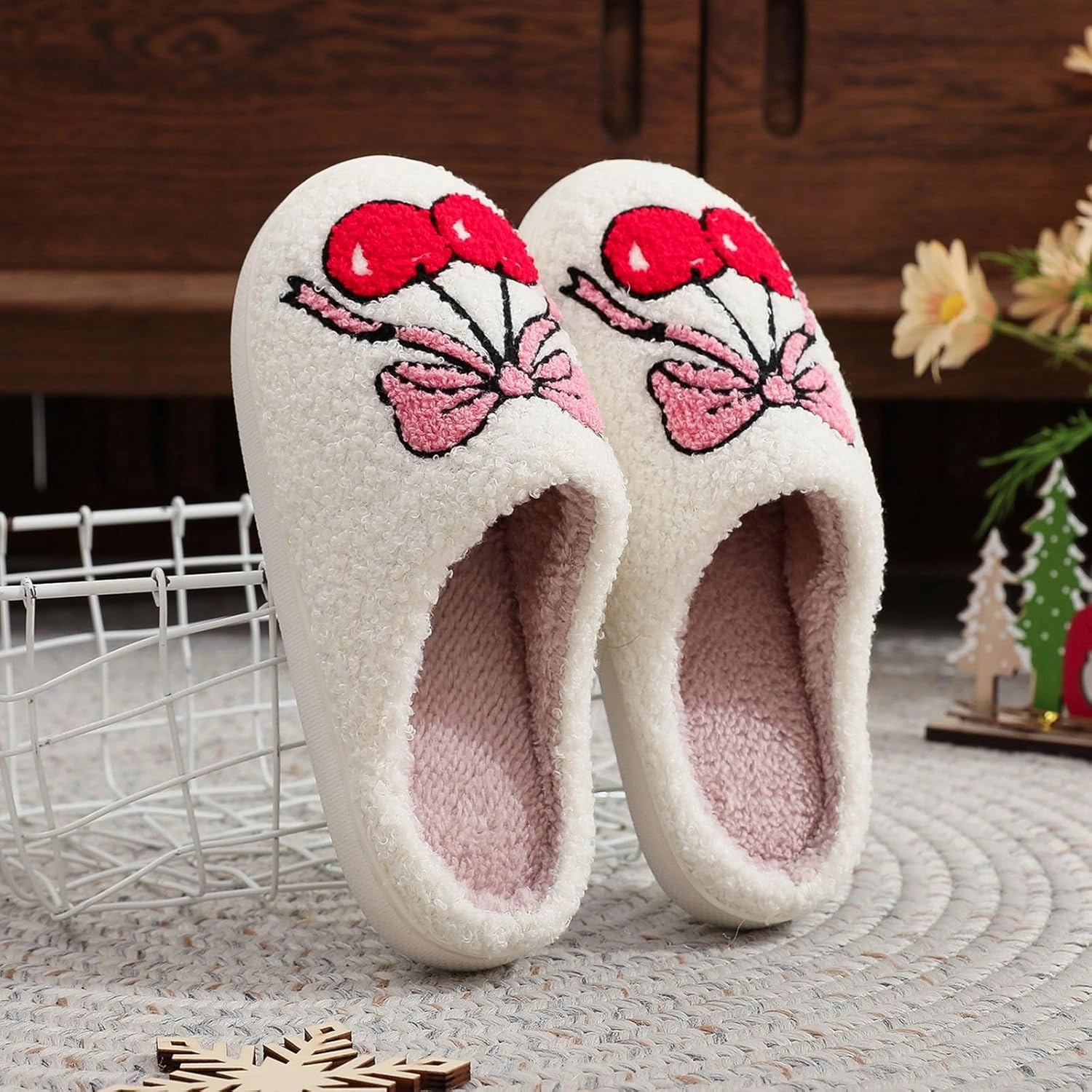 Fluffy Slippers For Womens Mens Warm Cozy Plush Fuzzy Memory Foam Slippers Slip-on House Slippers Indoor Outdoor