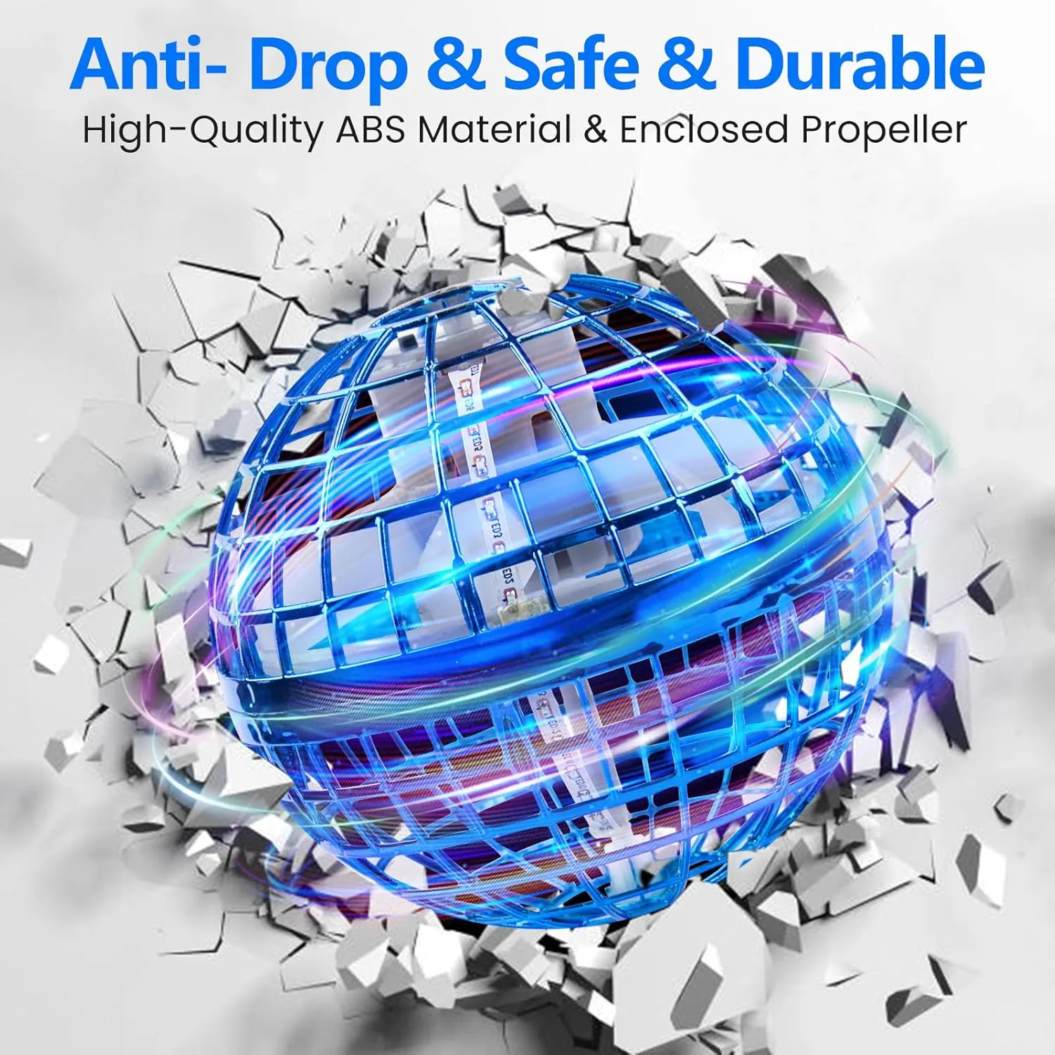 Flying Orb Ball Hover Drone: 2025 Pro Fly Boomerang Galaxy Ball with LED Light - Cool Mini Galactic Sphere Controlled Globe Valentines Day Gifts for Teens Boys (Blue)