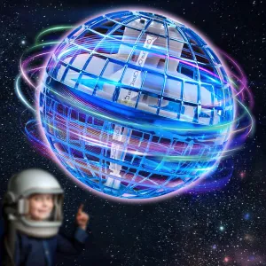 Flying Orb Ball Hover Drone: 2025 Pro Fly Boomerang Galaxy Ball with LED Light - Cool Mini Galactic Sphere Controlled Globe Valentines Day Gifts for Teens Boys (Blue)