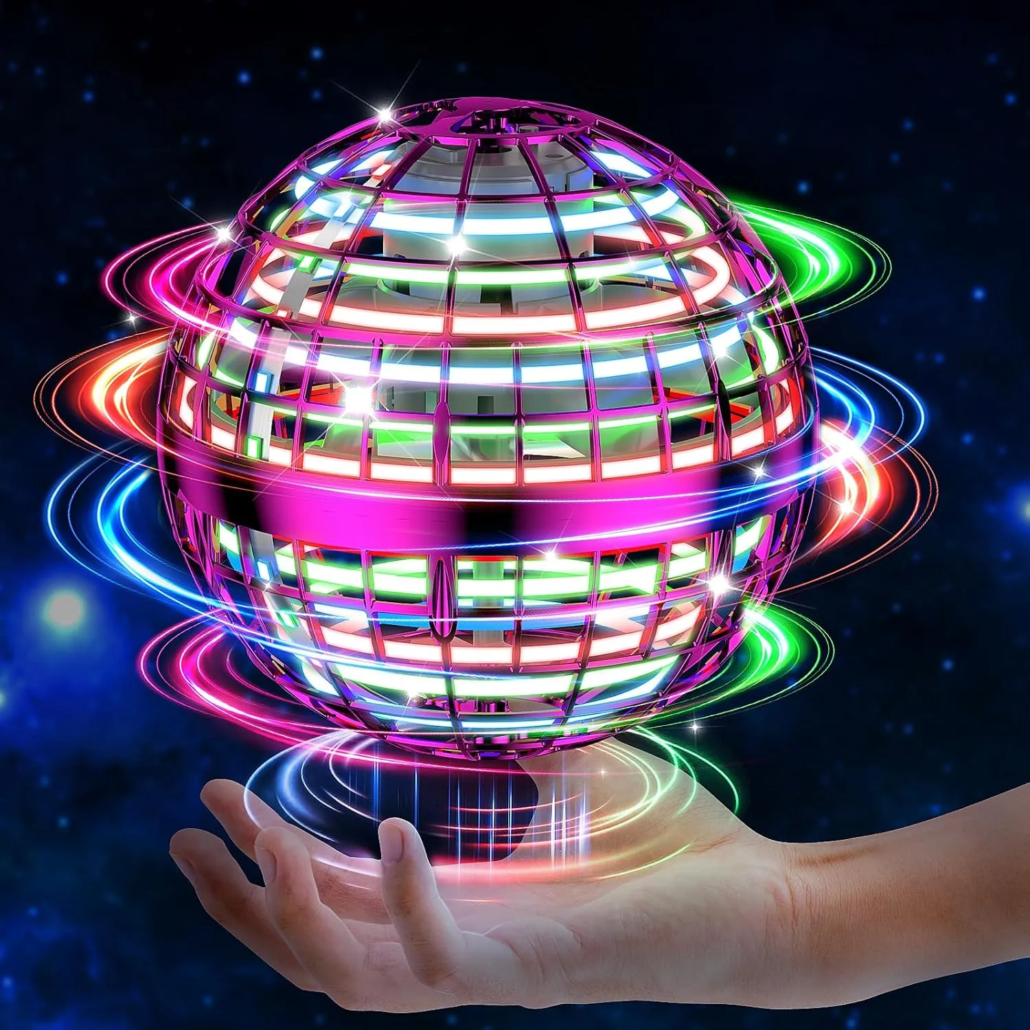 Flying Orb Ball Toy, Cosmic Globe Boomerang Hover Ball Galactic Fidget Spinner, Hand Drone Orbit, Cool Toys Gift for 6 7 8 9 10  Year Old Boys Girls Teens Outdoor Toys(Purple)
