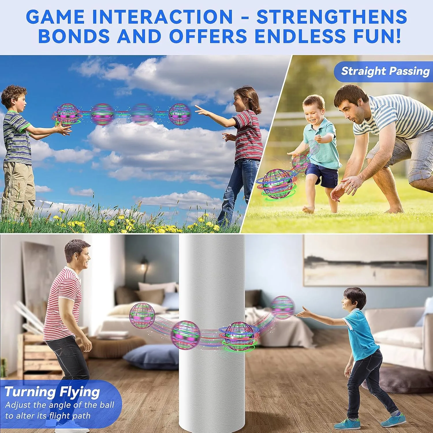 Flying Orb Ball Toy, Cosmic Globe Boomerang Hover Ball Galactic Fidget Spinner, Hand Drone Orbit, Cool Toys Gift for 6 7 8 9 10  Year Old Boys Girls Teens Outdoor Toys(Purple)