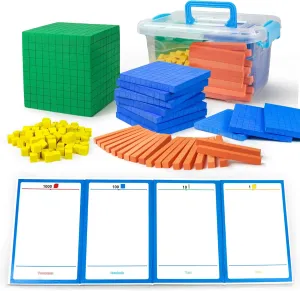 Foam Base Ten Blocks for Place Value, Early Counting, Manipulatives, Counters, Cubes - Kids Math Learning Tool
