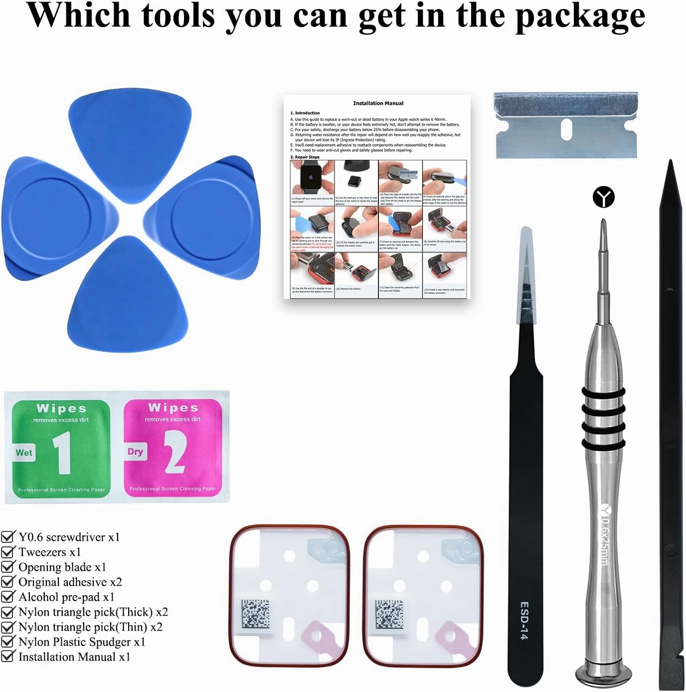 for Watch Series 6 40mm Battery Replacement Kits (New Upgraded) Compatible with Apple Watch 6rd Generation with Installation Manual and Repair Tool Kits