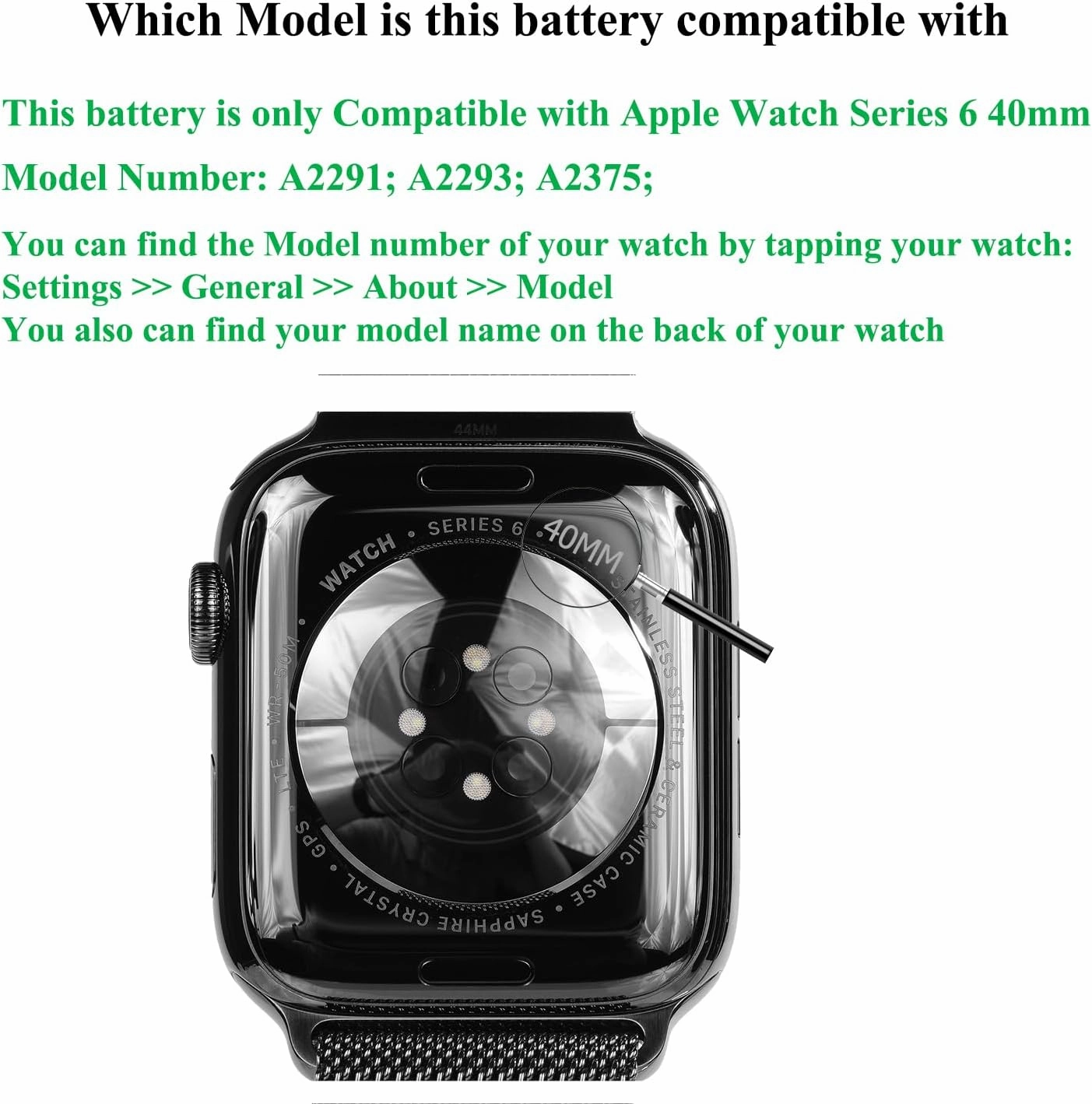 for Watch Series 6 40mm Battery Replacement Kits (New Upgraded) Compatible with Apple Watch 6rd Generation with Installation Manual and Repair Tool Kits