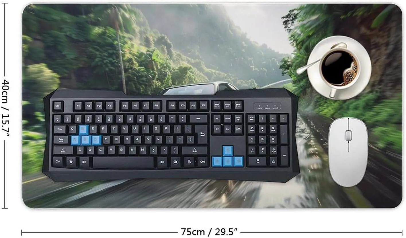 FoRes JDM Large Gaming Mouse Pads Crossing The Jungle JDM Car R34 Desk Mat Non-Slip Rubber Base Laptop Computer Accessories Supplies Writing Pad for Office Home 40X75cm