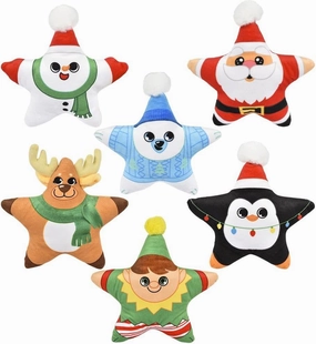 Forest & Twelfth Christmas Star Plush Stuffed Toy Set of 6 Christmas Plush Stuffies Includes Santa Claus Plush, Snowman Plush, Reindeer, Polar Bear, etc, Soft Christmas Stuffed Animals Set, 6 Pack