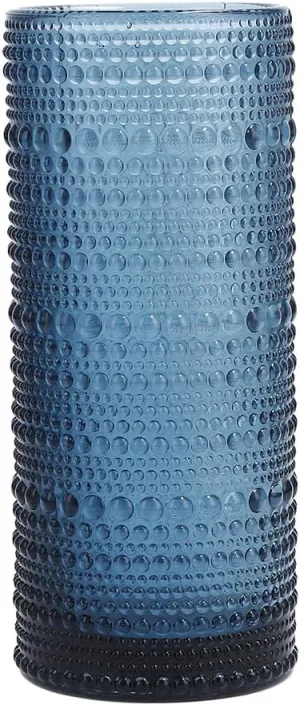 Fortessa Jupiter Beaded Hobnail Glass, 11 Ounce Collins/High Ball (Set of 6), Cornflower Blue