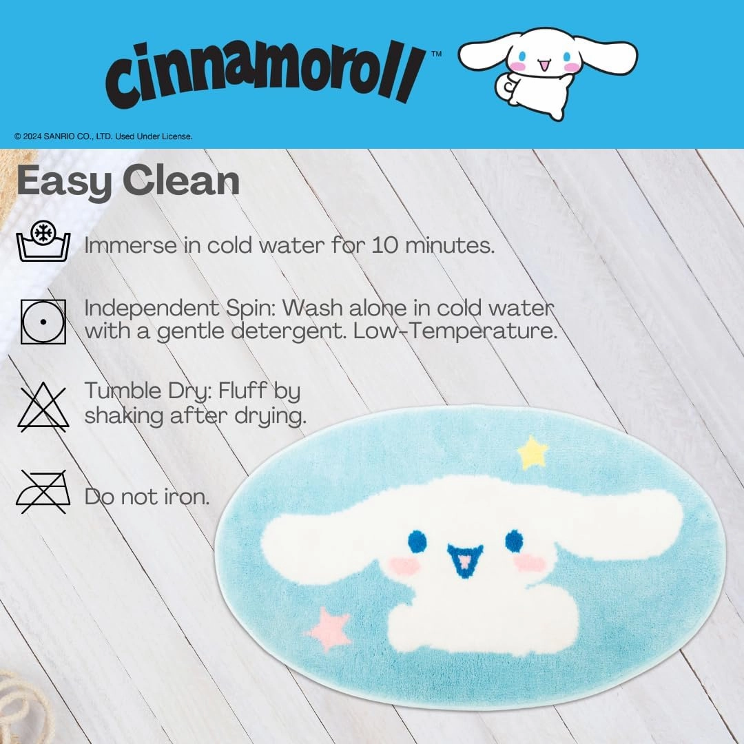 Franco Collectibles Cinnamoroll Cotton Non Slip Plush Bathroom Mat Rug (Officially Licensed Product)