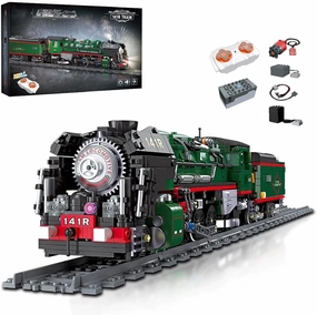 French 141R Steam Locomotive Building Bricks Set -Retro Steam Train Building Toy Sets Large Locomotives Display Toy with Train Tracks for Adults (1782 PCS)