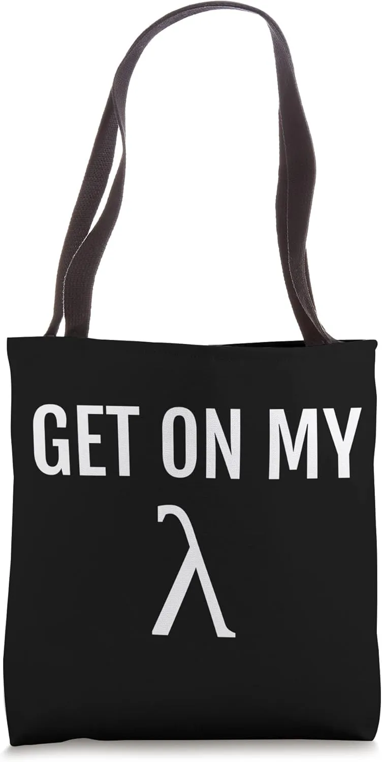 Funny Get On My Wavelength Lambda Sign Math Tote Bag