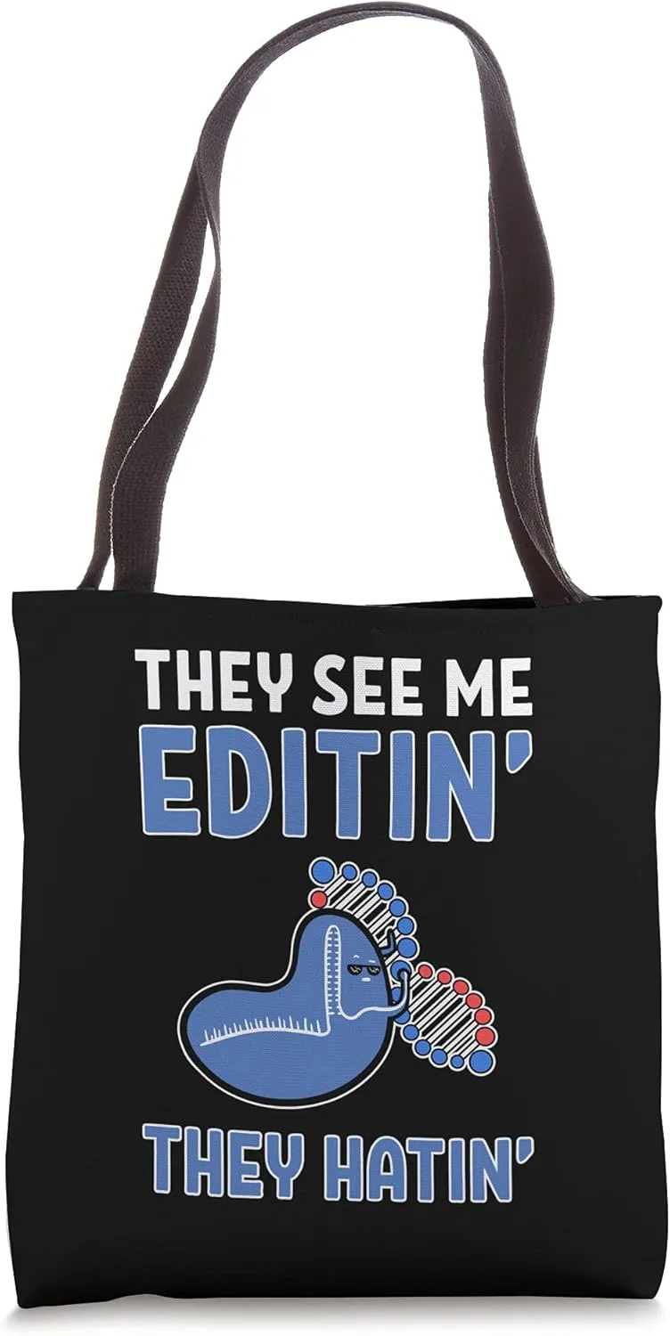 Funny Science Pun Crispr Gene Editing Biotech Protein Cas9 Tote Bag