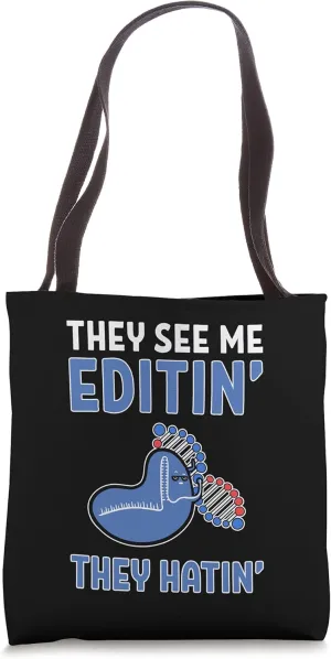 Funny Science Pun Crispr Gene Editing Biotech Protein Cas9 Tote Bag