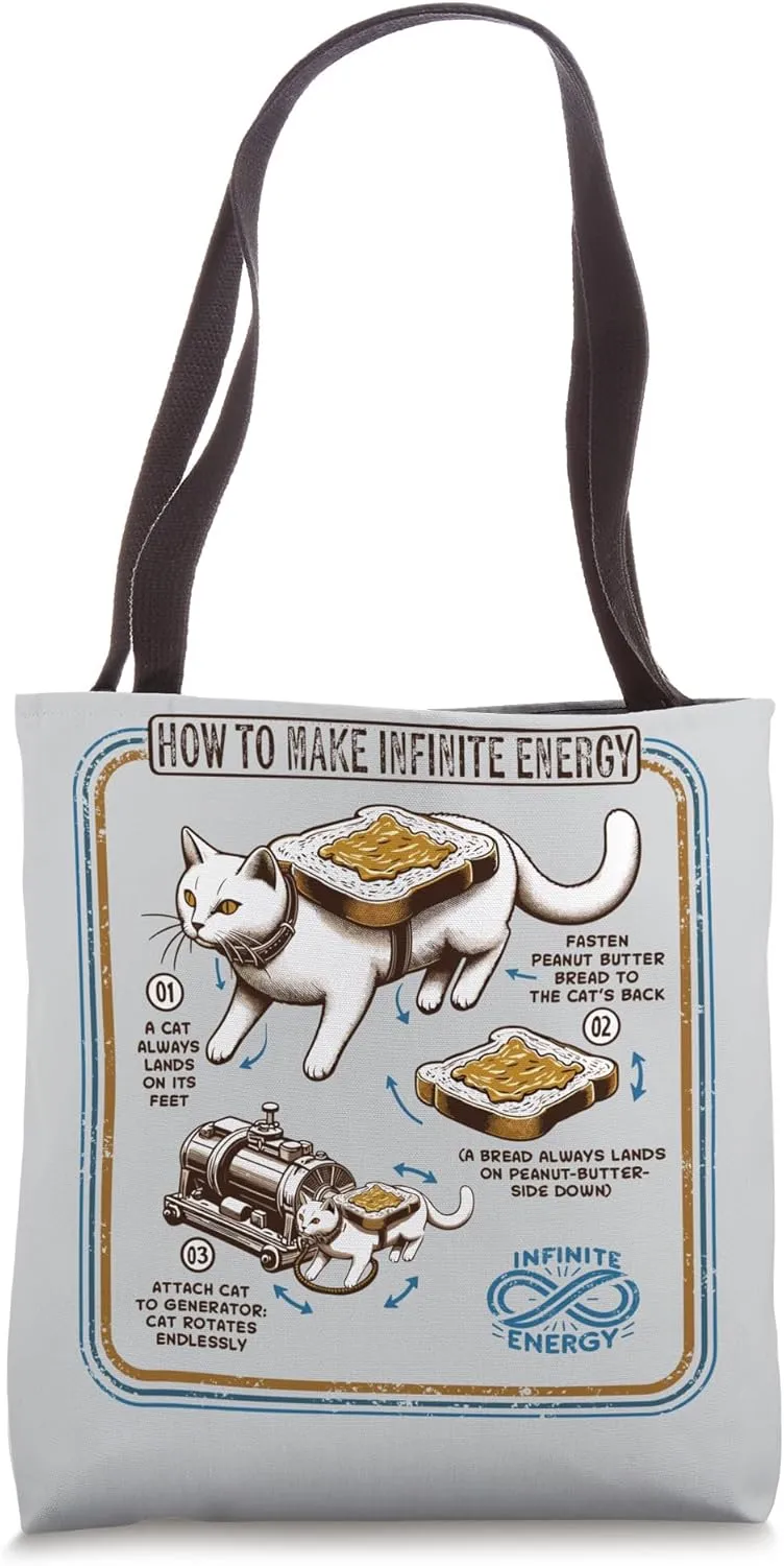 Funny Science Sarcasm Hypothesis Infinite Energy Loop Cat Tote Bag