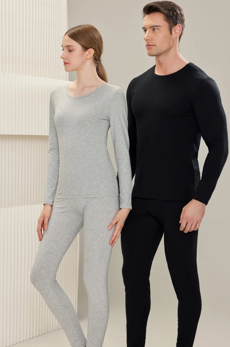 FUNSEED Women's Thermal Underwear Set Cotton Round Neck Long Sleeve Base Layers Set