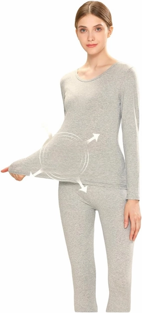 FUNSEED Women's Thermal Underwear Set Cotton Round Neck Long Sleeve Base Layers Set