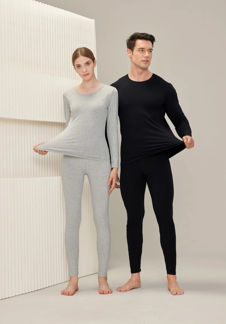 FUNSEED Women's Thermal Underwear Set Cotton Round Neck Long Sleeve Base Layers Set