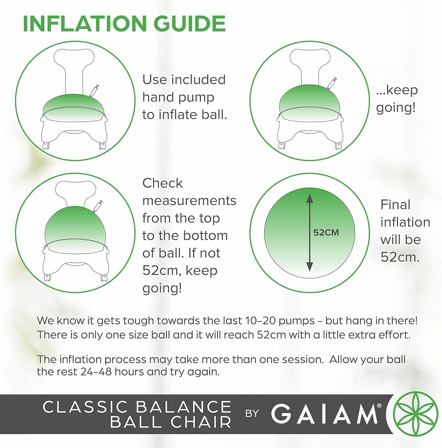 Gaiam Classic Balance Ball Chair – Ergonomic Stability Chair for Desk & Office | Yoga Ball Seat with Base, Air Pump, & Exercise Guide | Improves Posture & Core Strength (300 lb Capacity)