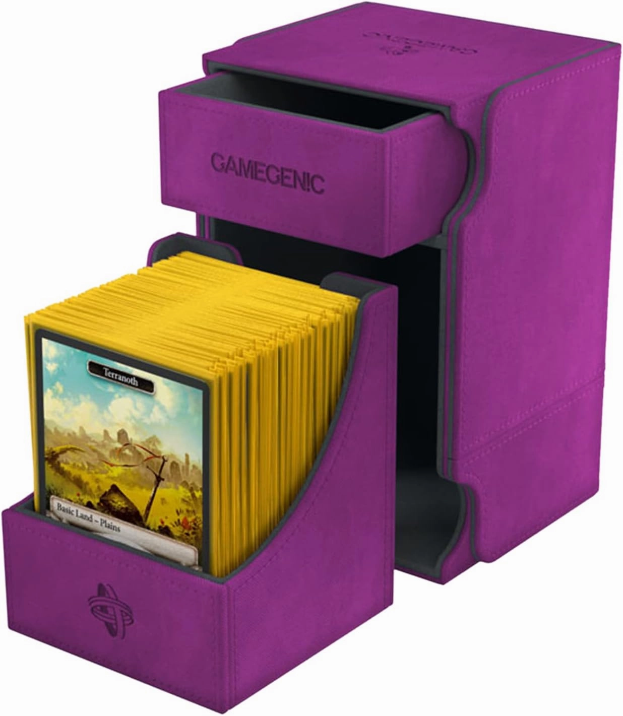GameGenic Deck Box – Watchtower XL Purple 100CT – Durable and Sturdy TCG, OCG, CCG Card Storage – Compatible with Pokemon, Yugioh, Commander, and MTG Magic: The Gathering Cards