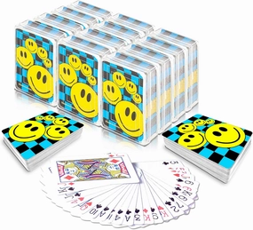 Gamie Mini Smile Playing Cards Deck - Pack of 12-2.5 Inches Tall - Blue Checkerboard Background - Poker-Casino Cards - Carnival Prize, Party Favor and Gift Idea for Kids Ages 3 
