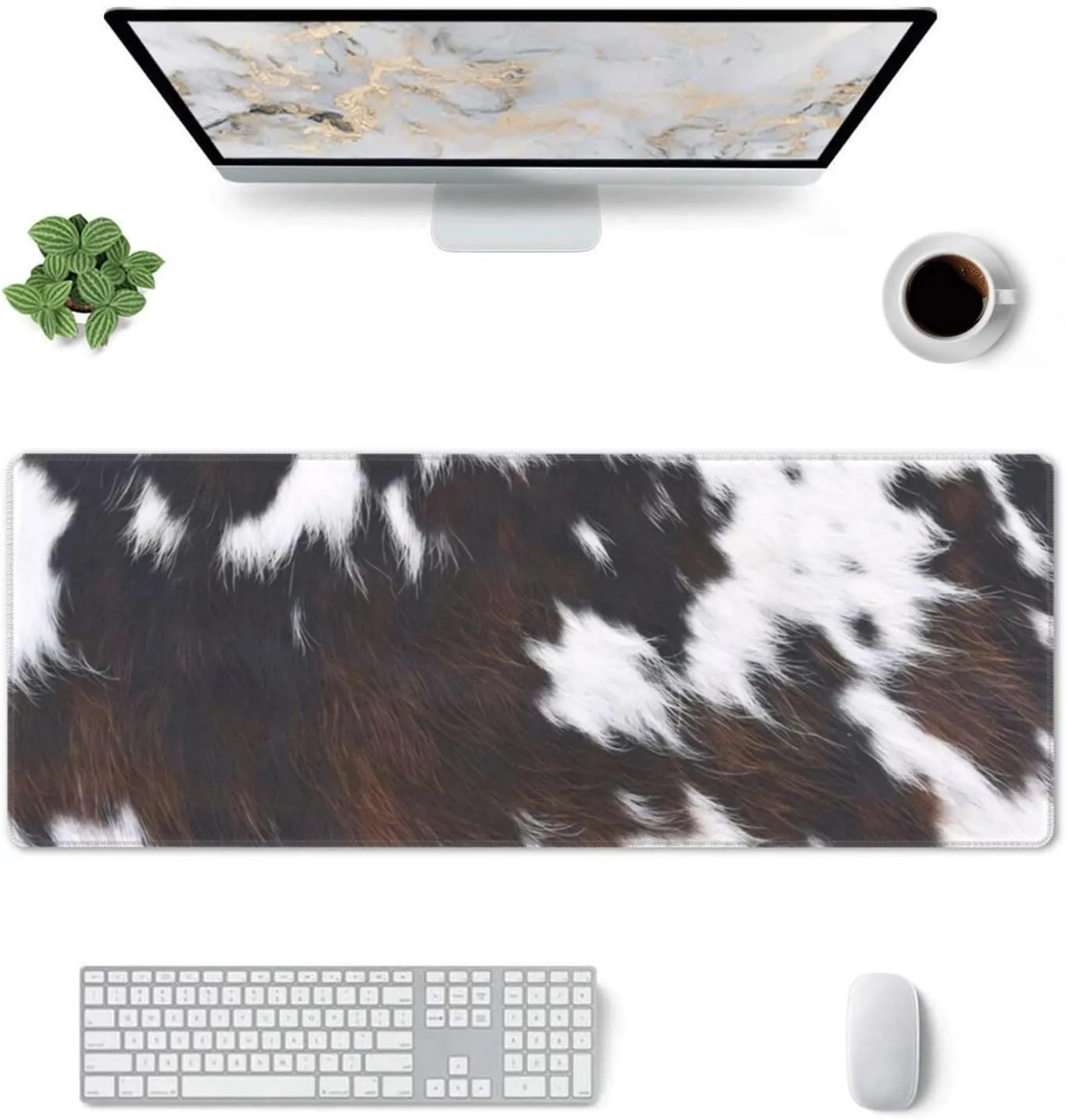 Gaming Mouse Pad,Large Non-Slip Rubber Base Mousepad,Keyboard Mouse Mat,Desk Pad with Stitched Edges,31.5x11.8inch,Cowhide