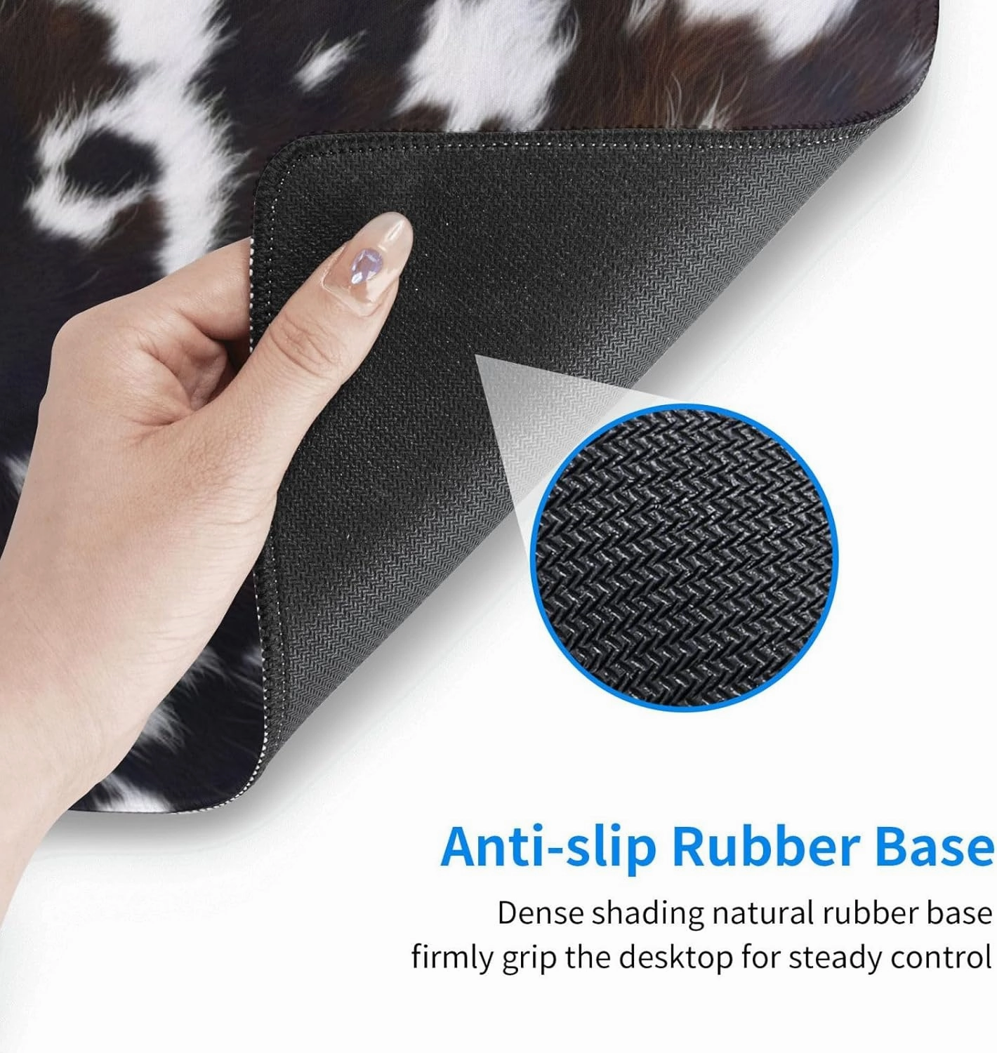 Gaming Mouse Pad, Large Non-Slip Rubber Base Mousepad, Keyboard Mouse Mat, Desk Pad with Stitched Edges, 31.5x11.8inch, Cowhide-Textured Pattern