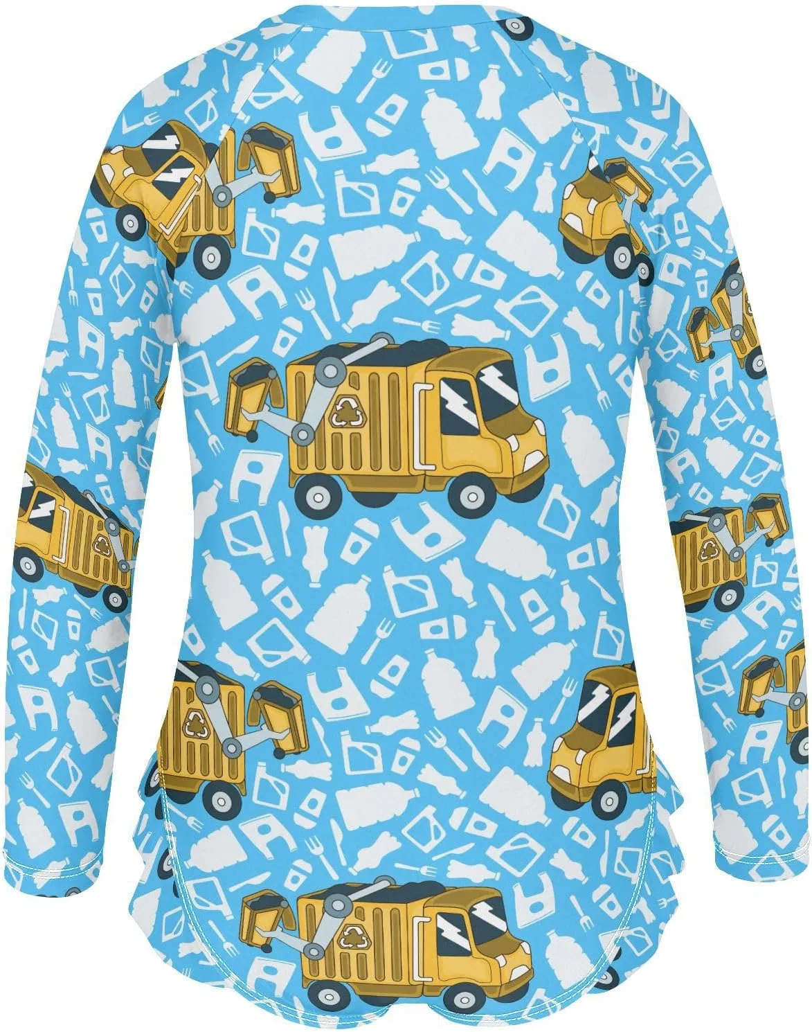 Garbage Truck Girls Swimsuit One Piece Rash Guard Girls' Swimwear Long Sleeve Swimsuits for Girl Size 3-12T