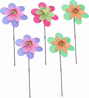 Garden Windmill Toy Set of Handmade Fabric Pinwheels Carnival Wind Spinner Decorative Yard Art for Occasion Random