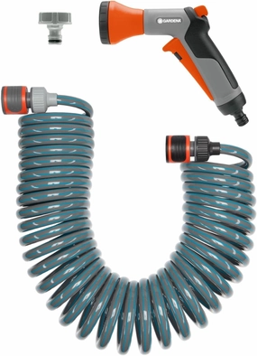 Gardena 4647-U 33-Foot Spiral Coil Garden Hose and Nozzle Set